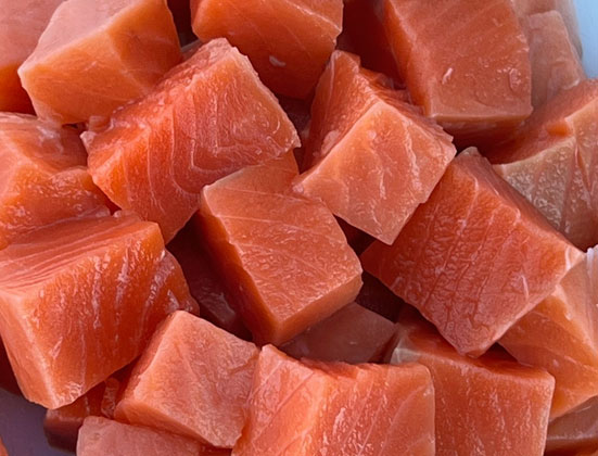 Wild salmon cubes for pet treats